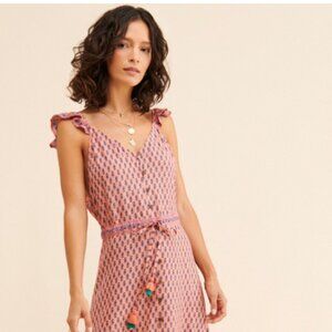 Raga Avah Ruffle Strap Maxi Dress Size M Coral RUNS SMALL ASO Sarah Jessica